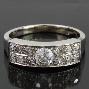 14K White Gold and Euro  European cut Diamond Anniversary Band Wedding Ring